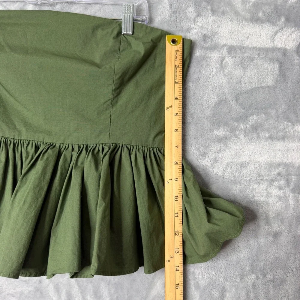 J. Crew Strapless Peplum Top Stretch Cotton Poplin Blend‎ Womens 14 Green